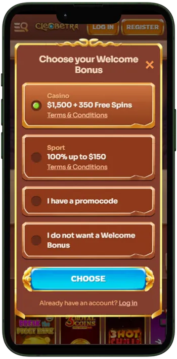 Cleobetra Choose your welcome bonus