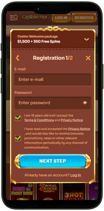 Cleobetra Enter email and password